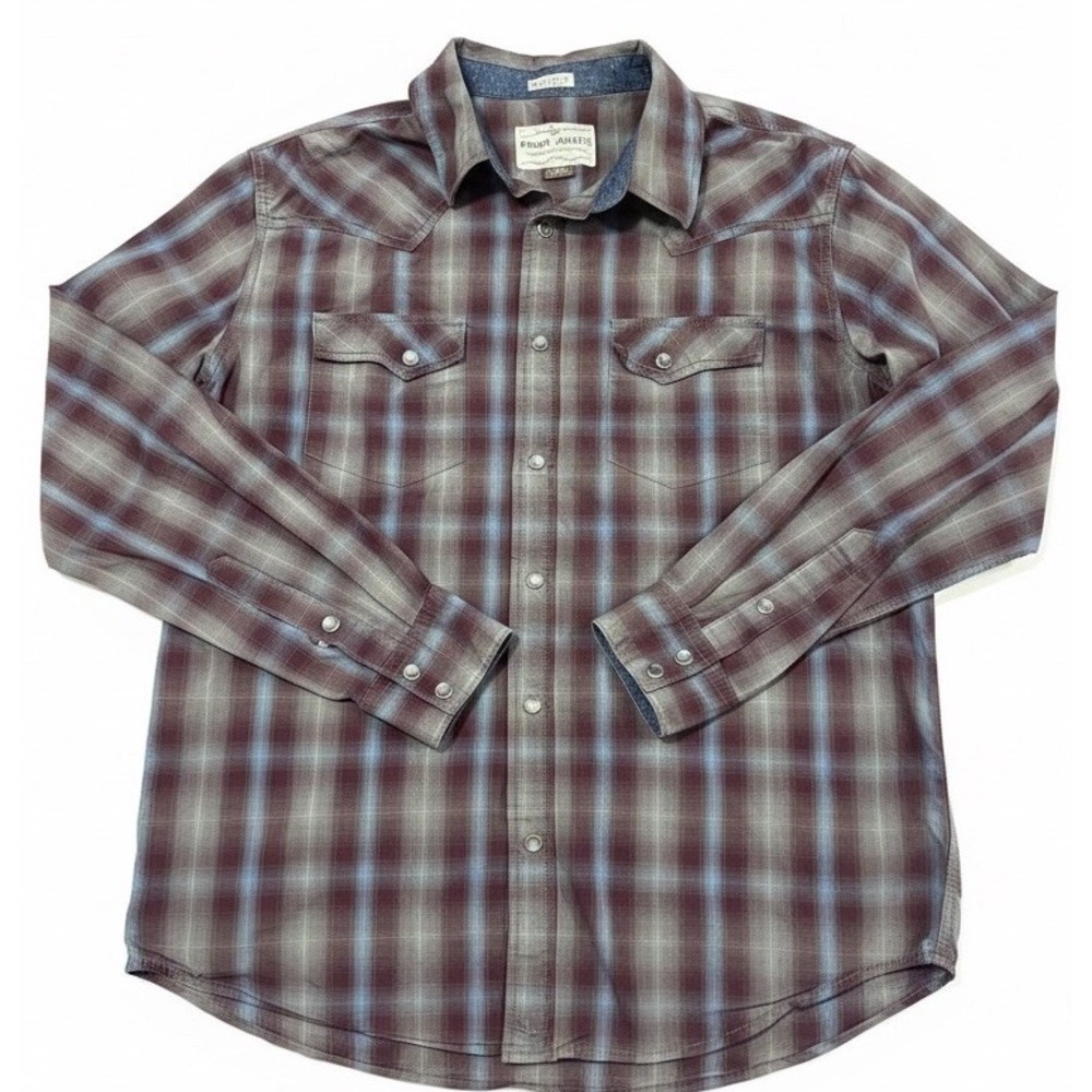 Cody James Western Snap Button Plaid Shirt Men's Medium Runs Small